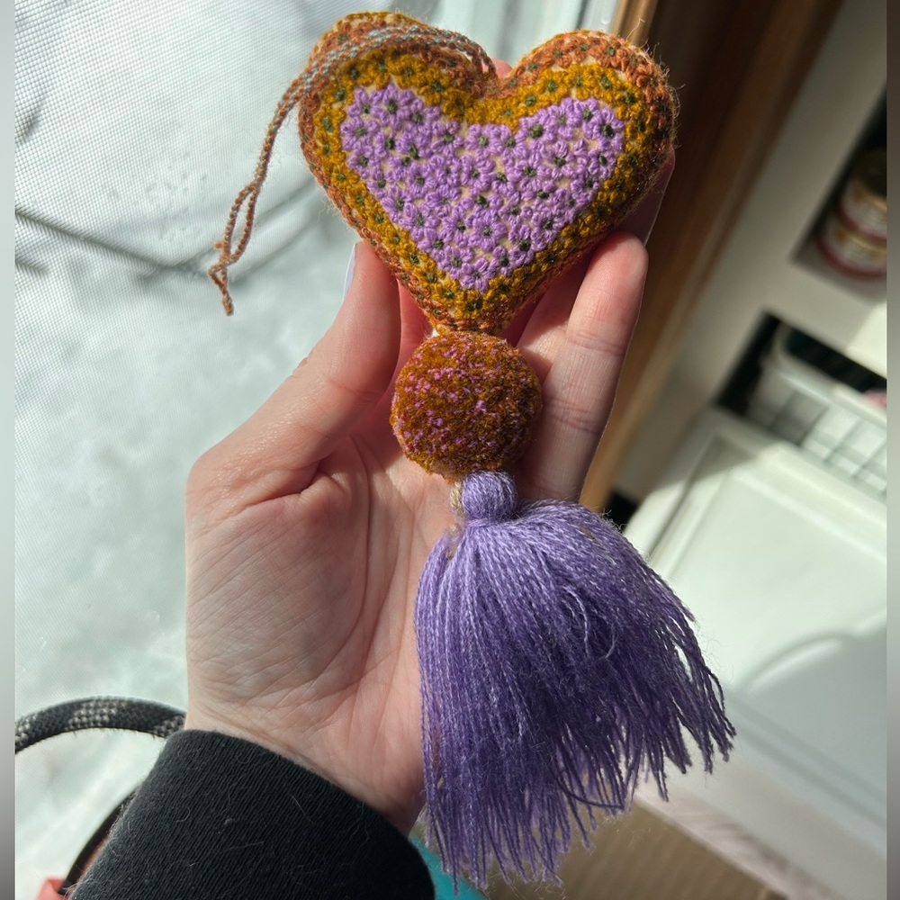 Brand new! Handmade Wool heart tassel
